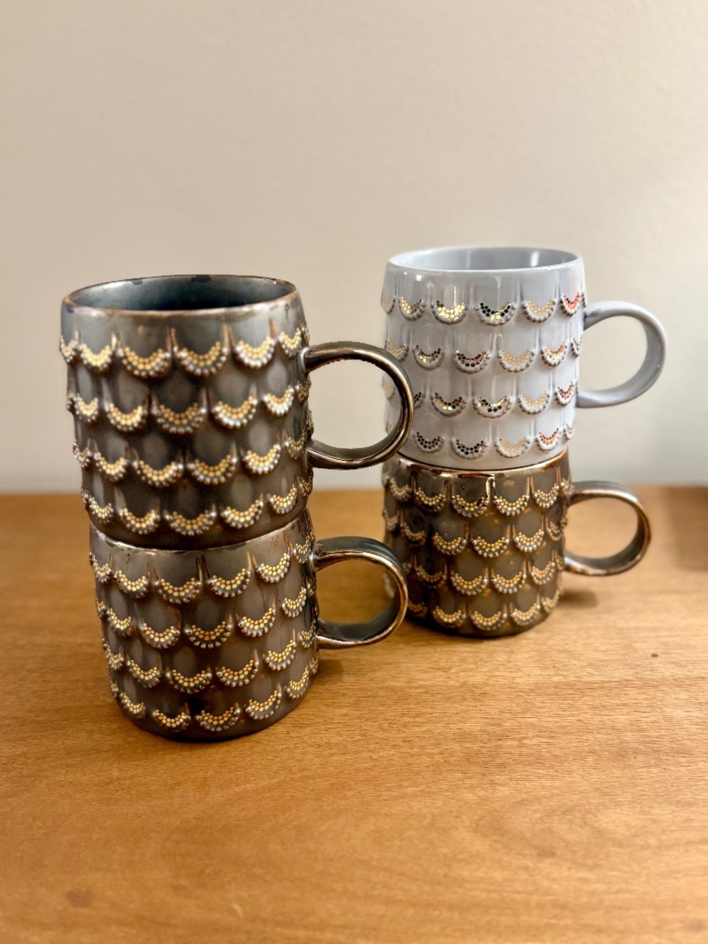 Starbucks 2015 Anniversary Mug Set of 4 | Mermaid Siren Scales 10 oz